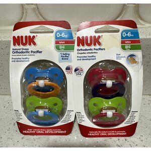 New NUK 4 Pacifiers 0-6 Months LATEX Orthodontic BPA Free Blue/Green/Pink